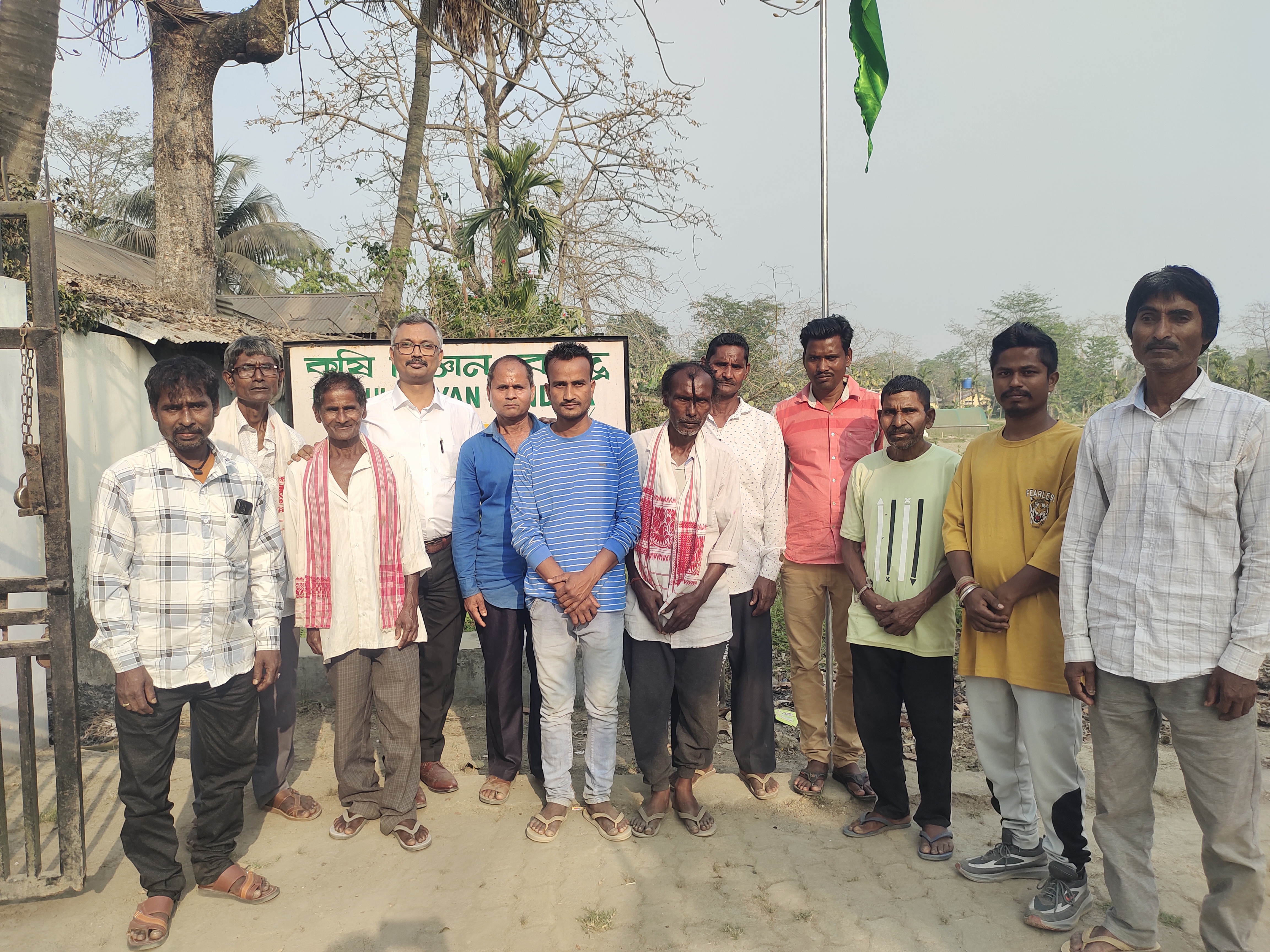 Farmer group gathered at a field center